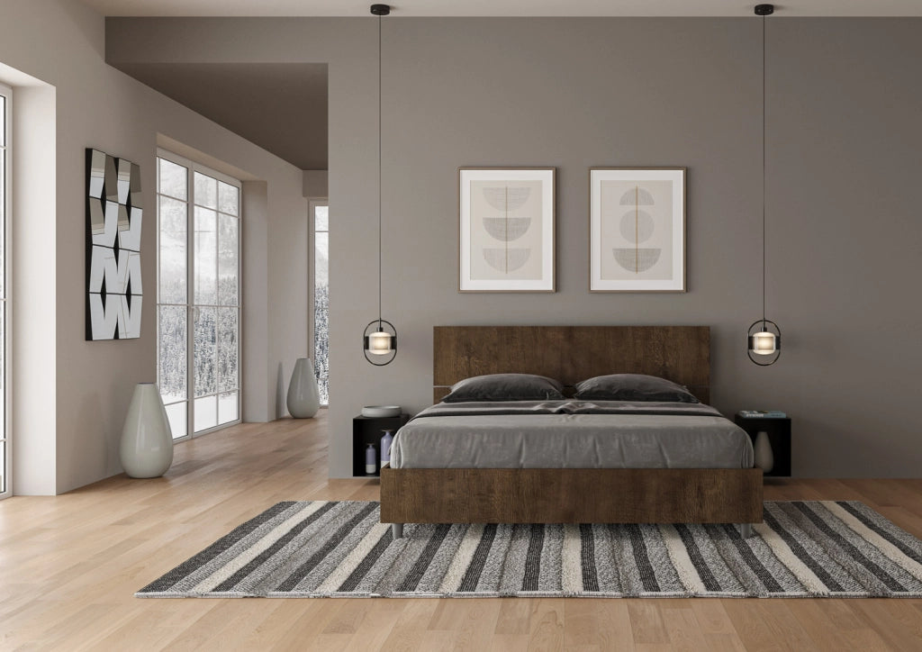 BS COM Letto matrimoniale con rete 160x190 testata dritta noce
