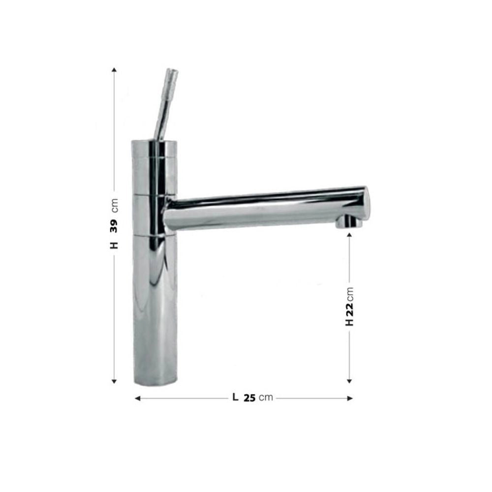 Rubinetto Cucina Miscelatore Monocomando Lavello in Ottone Vercelli Cromato
