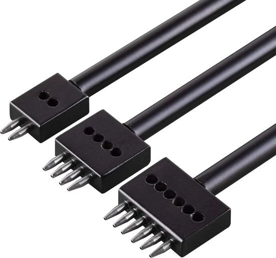 Set a tre pezzi con punte per perforazione per lavorazione della pelle, perforatrice rotonda con 2/4/6 denti, ideale per lavori di cucito e ricamo DIY, con perforatrice a righe 4 mm - set essenziale per la lavorazione della pelle
