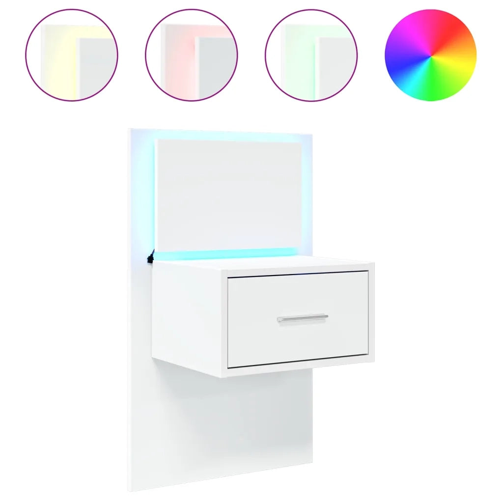 Comodino a Parete con Luci LED Bianco 848157