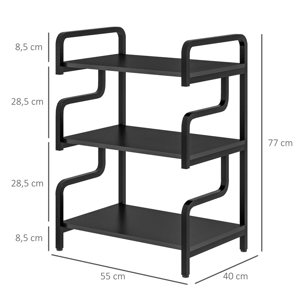 Libreria a 3 livelli in metallo ¨C zephmum ¨C Nero 55x40x77 cm
