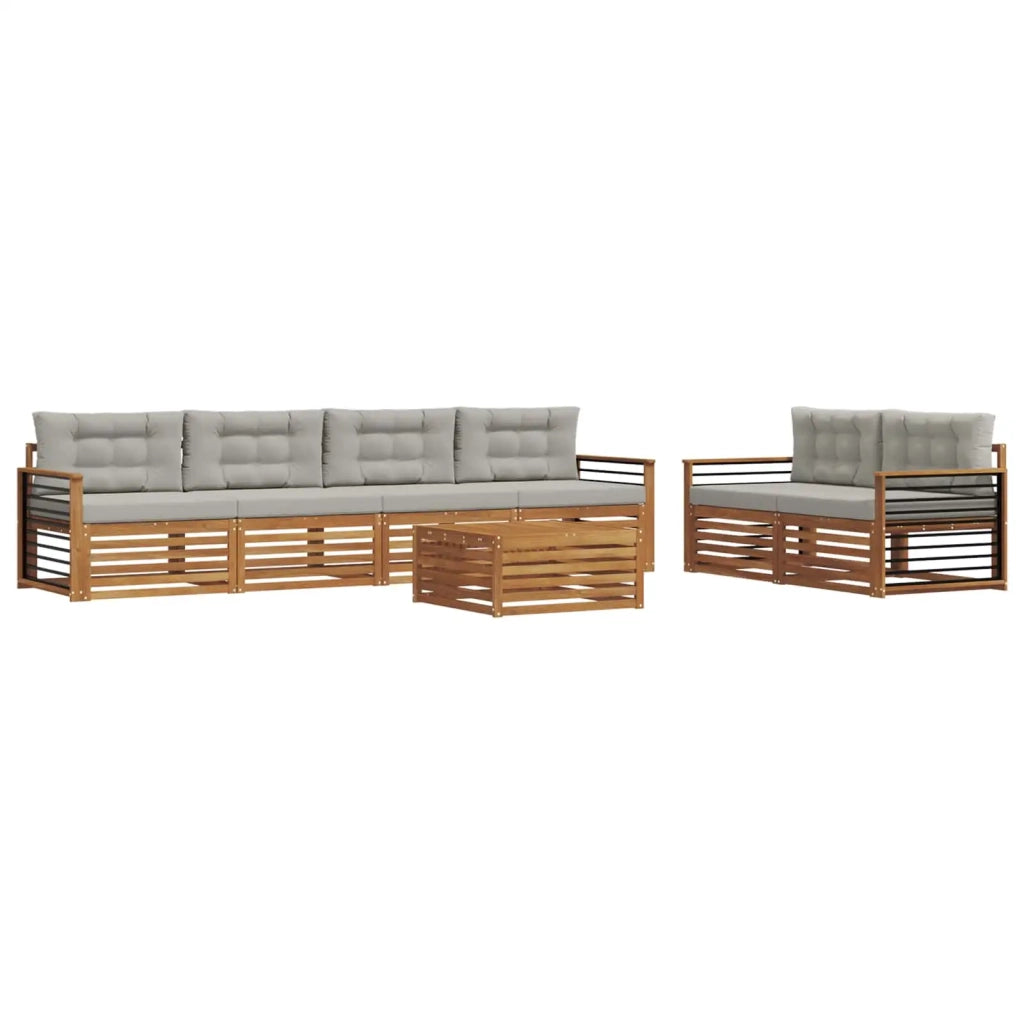 Set di divani da esterno 7 pcs Grigio Naturale e Chiaro 3373071