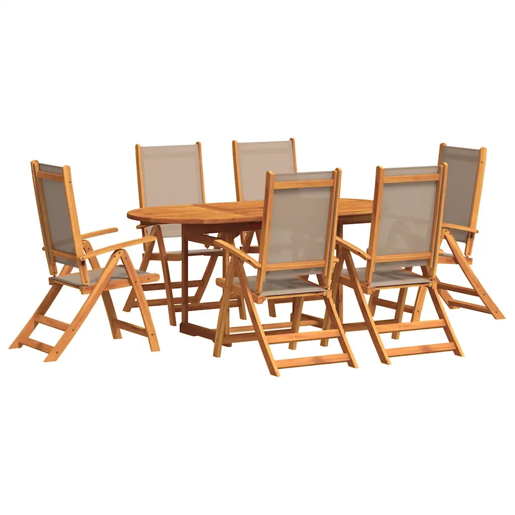 Set Pranzo da Giardino 7pz Legno Massello di Acacia e Textilene 3279323