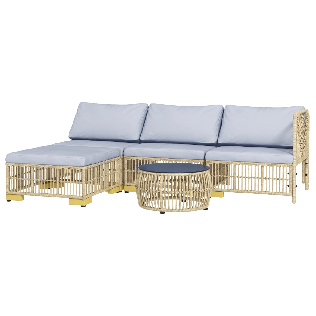 Set da giardino 5 pezzi con cuscini ¨C zephmum ¨C polyrattan grigio chiaro