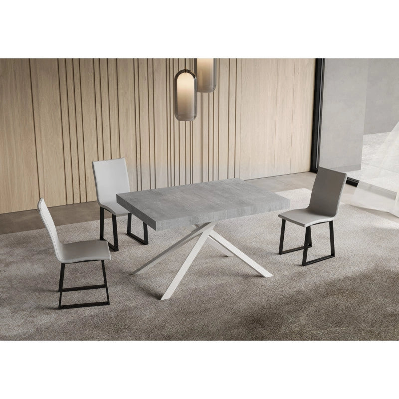Tavolo allungabile 140/224x80cm Niket telaio Bianche - Cemento