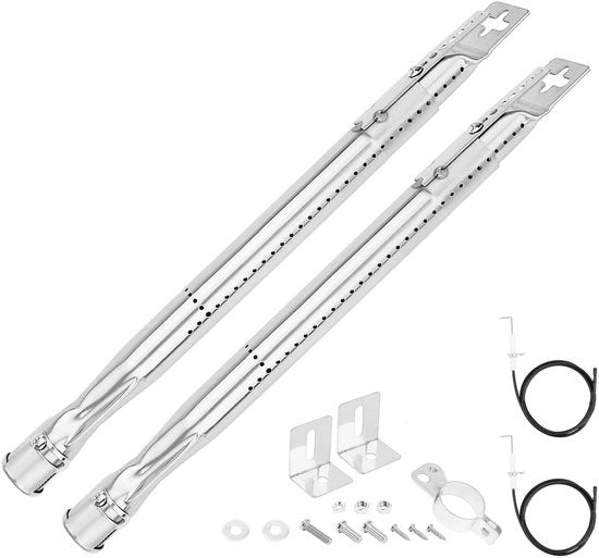 Accessori per griglia - Universale - Faccia in acciaio inossidabile - Adatto per Charbroil/Napoleon - 2 pezzi - Regolabile da 35,5-50 cm - Diametro 25,4 mm - Brander per griglia