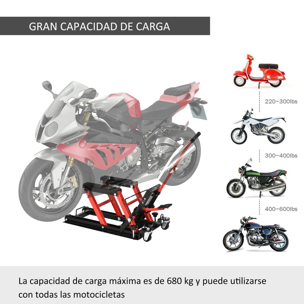 Cricco Idraulico per Motociclette ¨C Minimal ¨C 110x36x67 cm Nero e Rosso