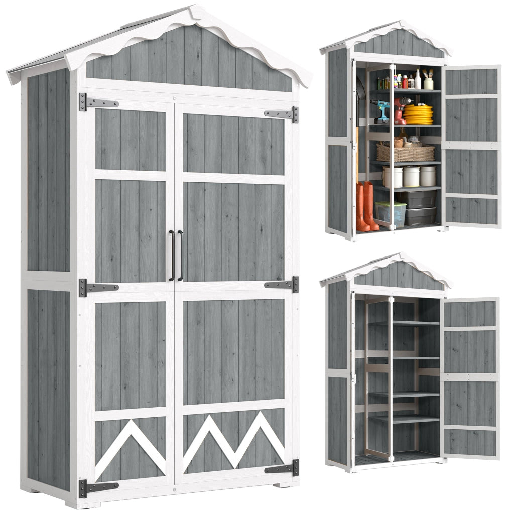 Armadio da Giardino in Legno ¨C Minimal ¨C Grigio 105x55x179 cm
