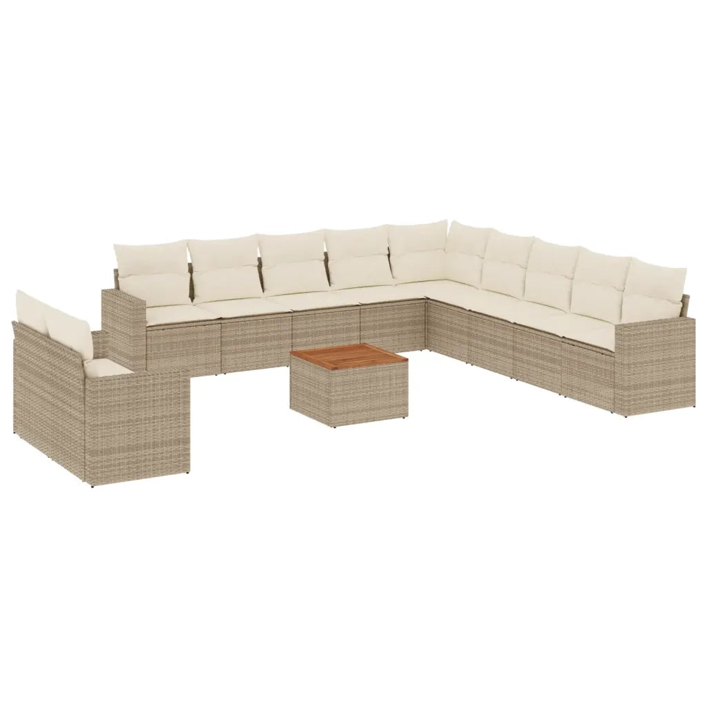 Set Divani da Giardino 12 pz con Cuscini Beige in Polyrattan 3256534