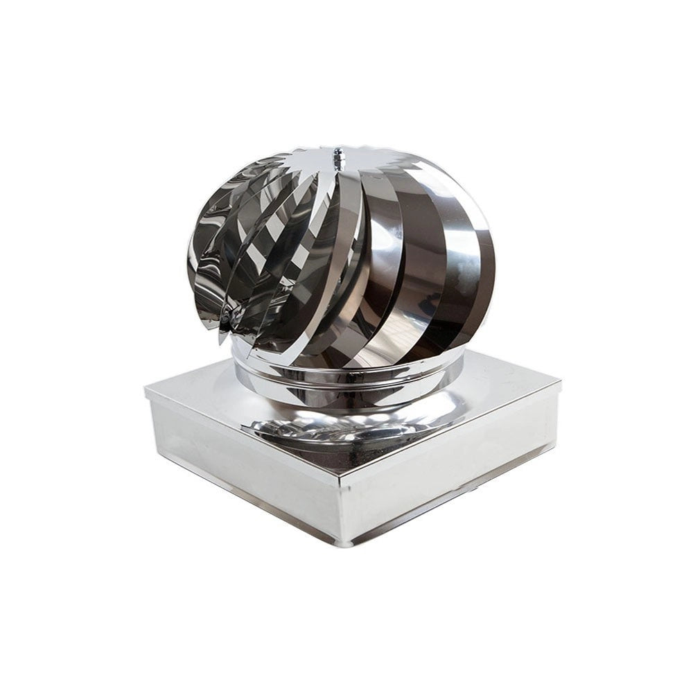Fumaiolo da 22x32cm base rettangolare tipo radiante eolico inox aisi 304