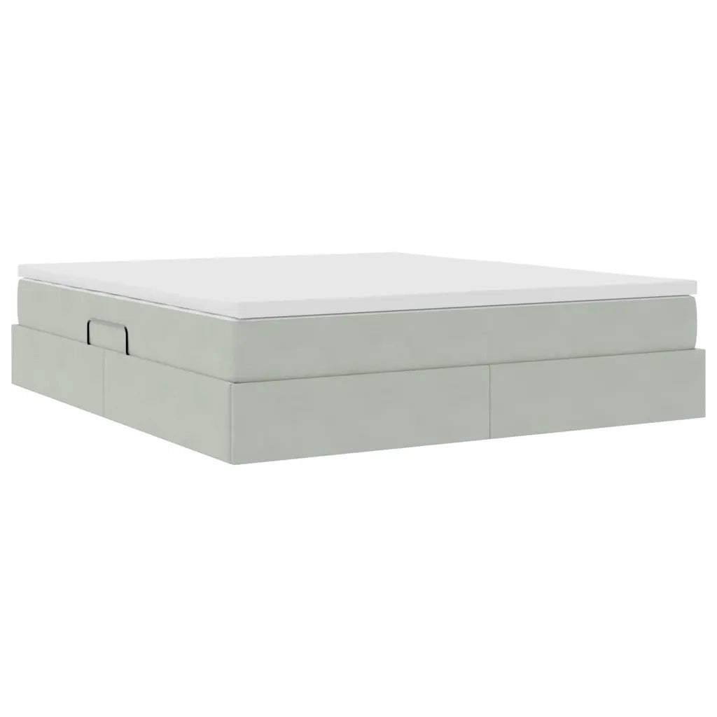 Letto con contenitore e materasso Grigio chiaro 180 x 200 cm