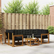Set di divani da esterno con cuscino 7 pcs Naturale e Nero 3368443