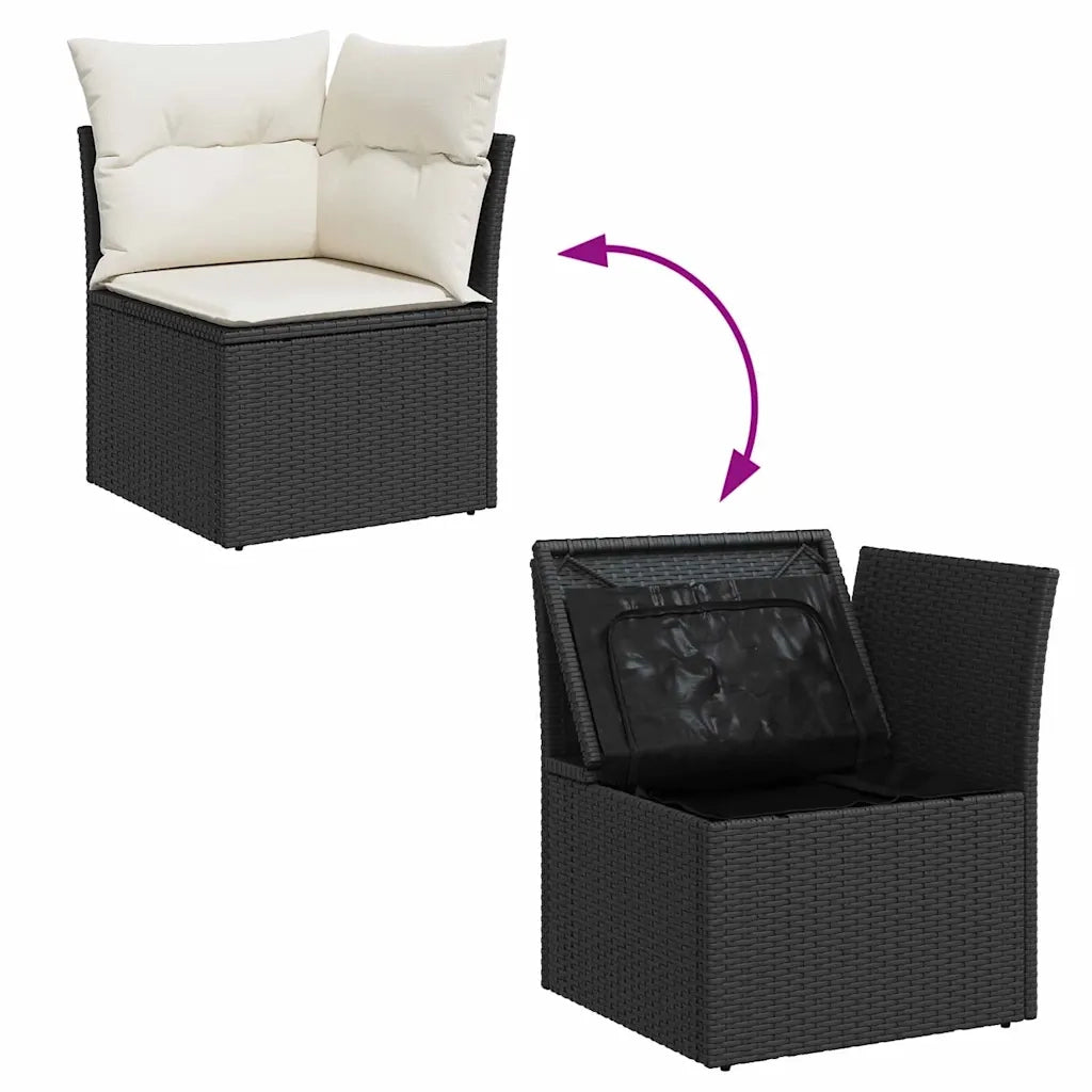 Set Divano da Giardino 9 pcs Nero e Crema polyrattan 3363385