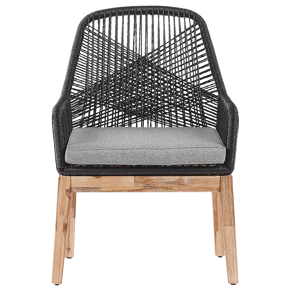 Set da pranzo da giardino con 6 sedie Grigio e nero Legno chiaro Cemento Acacia 190 x 100 cm Mobili da giardino