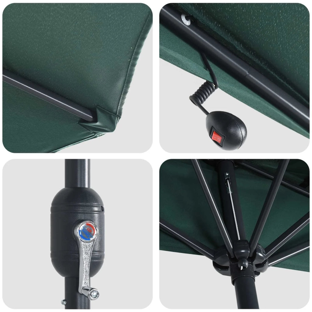 Ombrello da giardino-Ombrellone da spiaggia Verde 294 x 150 x 224 cm