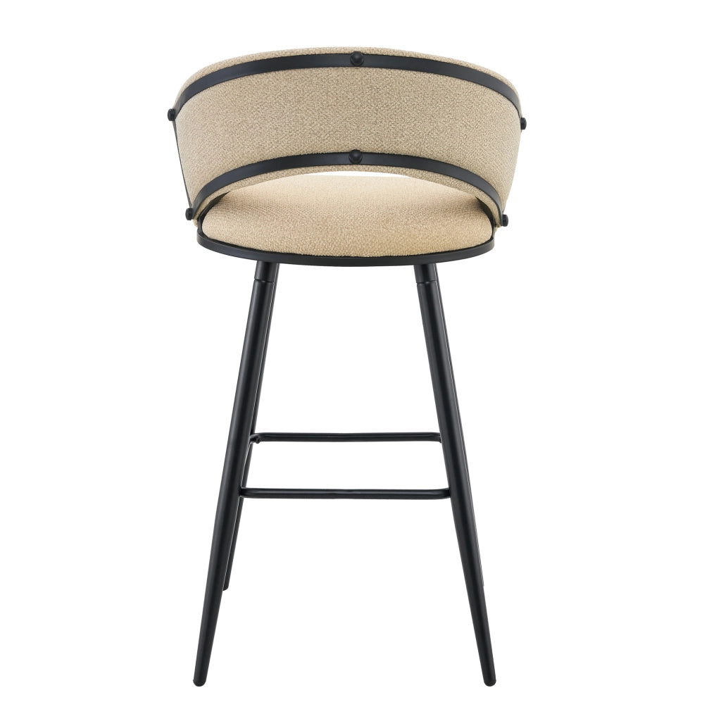 Sgabelli da Bar ¨C MINIMAL ¨C Velluto Beige, Gambe in Metallo Nero, Set 2 Pezzi