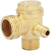 Valvola di compressore a tre vie per l'aria - Termostato di ritorno - Connettiore esterno 1/2" / 3/8" - Valvola di sfida - Diametro del cavo 9,5-10 mm - Dimensioni totali 42 x 39 mm - Valvola di controllo dell'aria