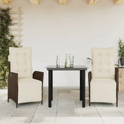 Set da Pranzo da Giardino 3pz con Cuscini in Polyrattan Marrone 3213413