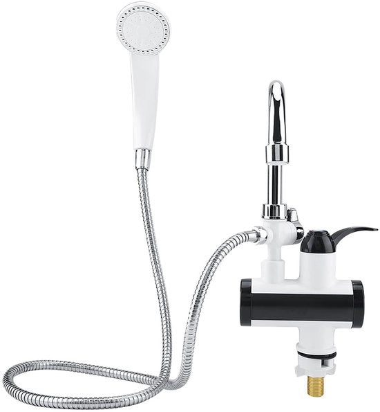 Regolazione temperatura rubinetto riscaldante - Dispensatore acqua calda fredda diretta - 360 gradi di rotazione - Rosso marrone - Testa doccia - Adatto per la stanza da bagno