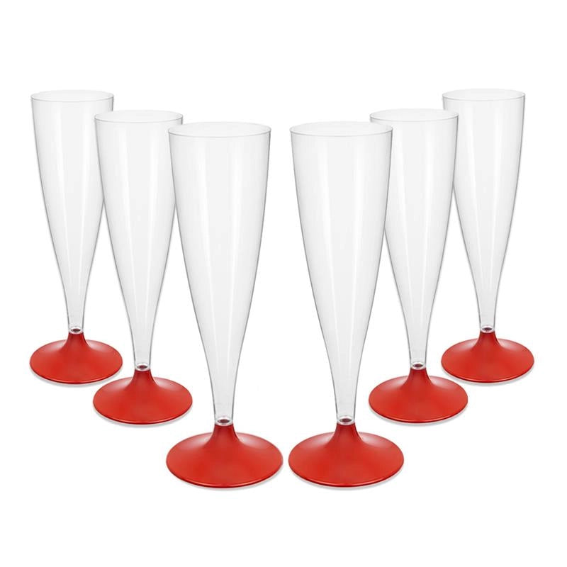 FLUTE BICCHIERI IN PLASTICA 6 PEZZI REALIZZATI COLORE ROSSO