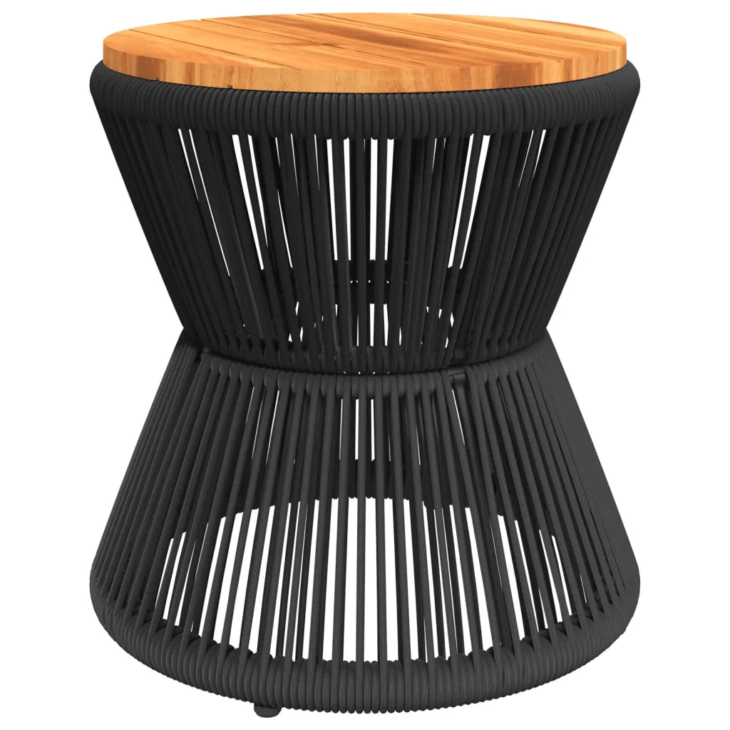 Tavolino Base in Filo Metallico Nero Ø 45x44 cm Massello Acacia 365637