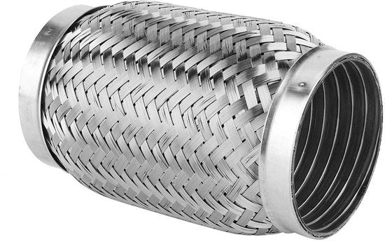 Sistema di scarico universale 76mm x 150mm - Piastra di scarico flessibile in acciaio inossidabile - Interno con doppia parete - Riduce vibrazioni - Migliora prestazioni di scarico - Piastra di scarico flessibile