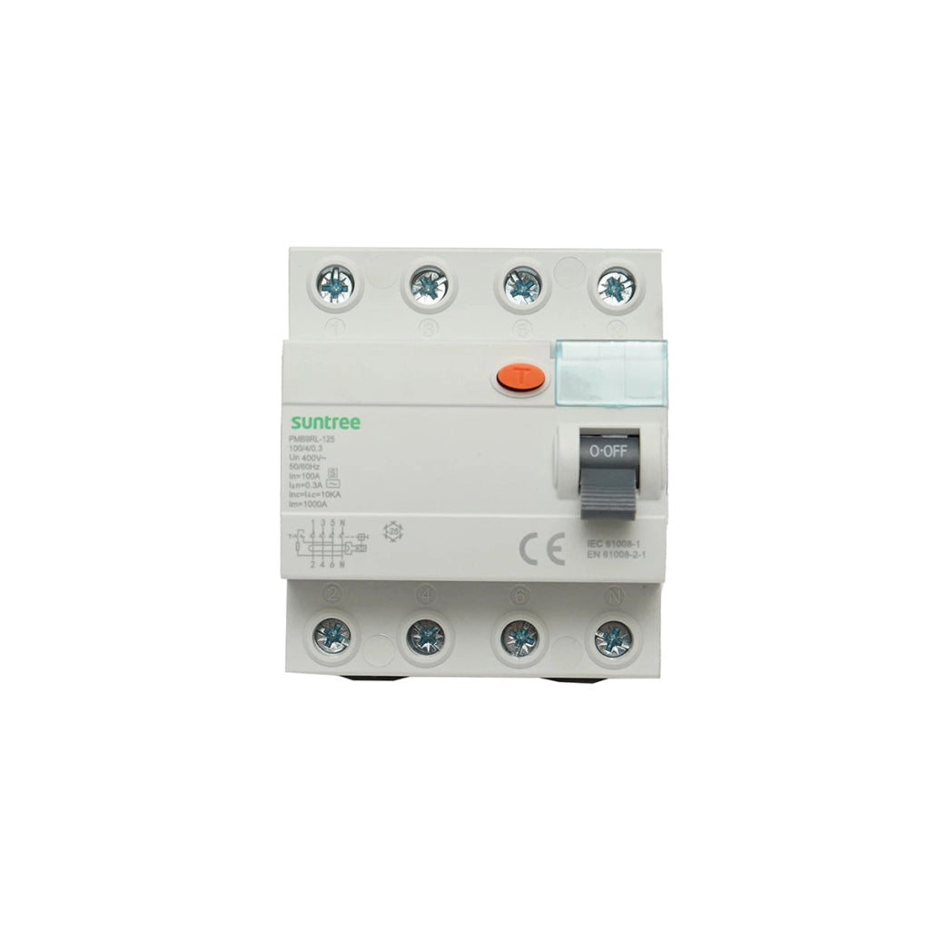 Interruttore differenziale 4P 100A 30mA 6kA, tipo AC Suntree