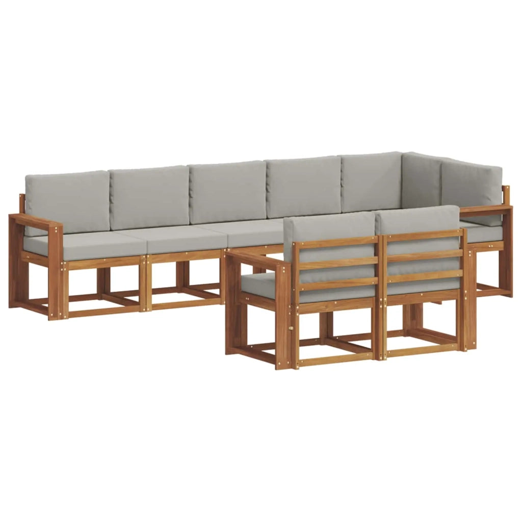 Set di divani da esterno 8 pz Grigio Naturale e Chiaro 3366574