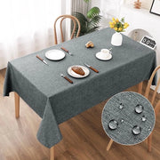 Tavolo Coprente 140x220cm, Tavolo Coprente in Tela di Lino a Sfumatura Grigia, Lavabile Tavolo Coprente Realizzato in Poliestere, Impermeabile con Effetto Lotus, Resistenze ai Graffi Duratura per Salotto, Cucina, Terrazza, Giardino