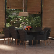 Set da Pranzo da Giardino 9 pz in Polyrattan Nero