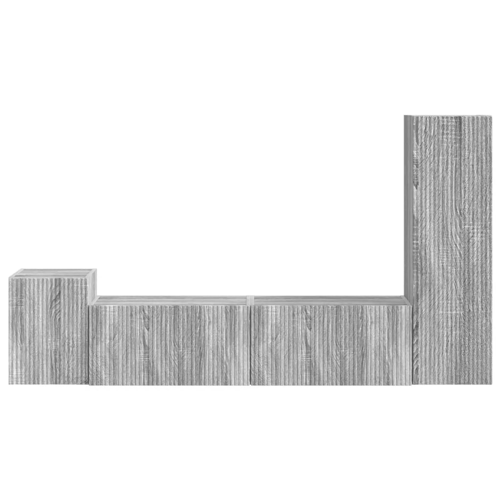 Set mobile TV 4 pz | Armadietto TV | Mobile Porta TV Grigio Sonoma Legno multistrato