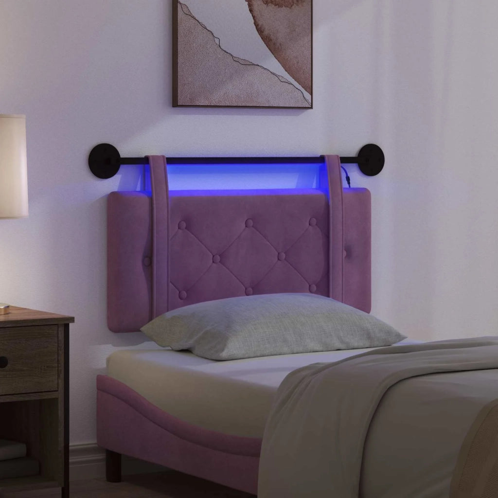 Testiera | Testata sospesa Con luce LED Viola Velluto