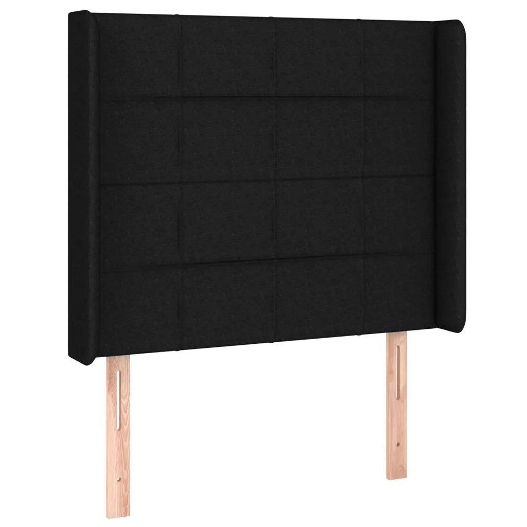Testiera ad Orecchio-Testata con Orecchie Nera 93x16x118/128 cm in Tessuto 290741