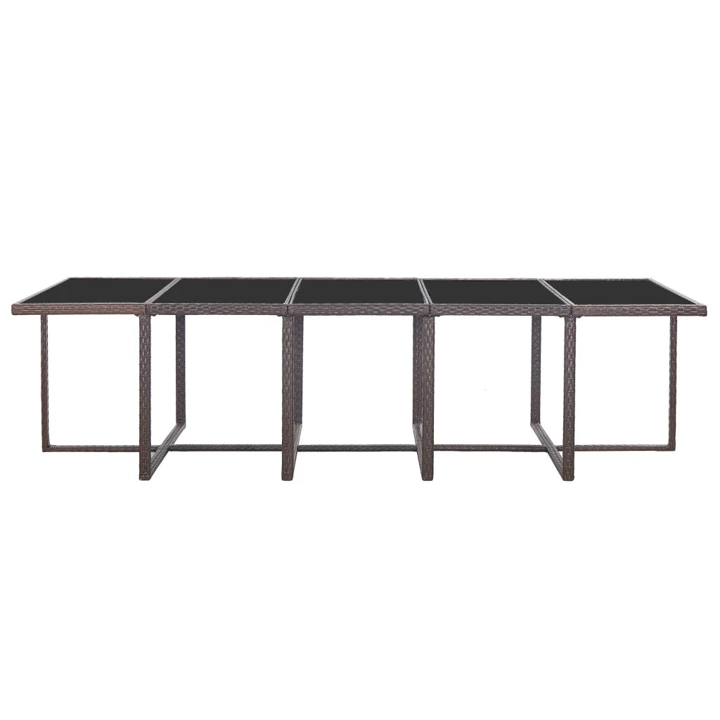 Set da Pranzo da Giardino 15 pz con Cuscini Polyrattan Marrone 46421