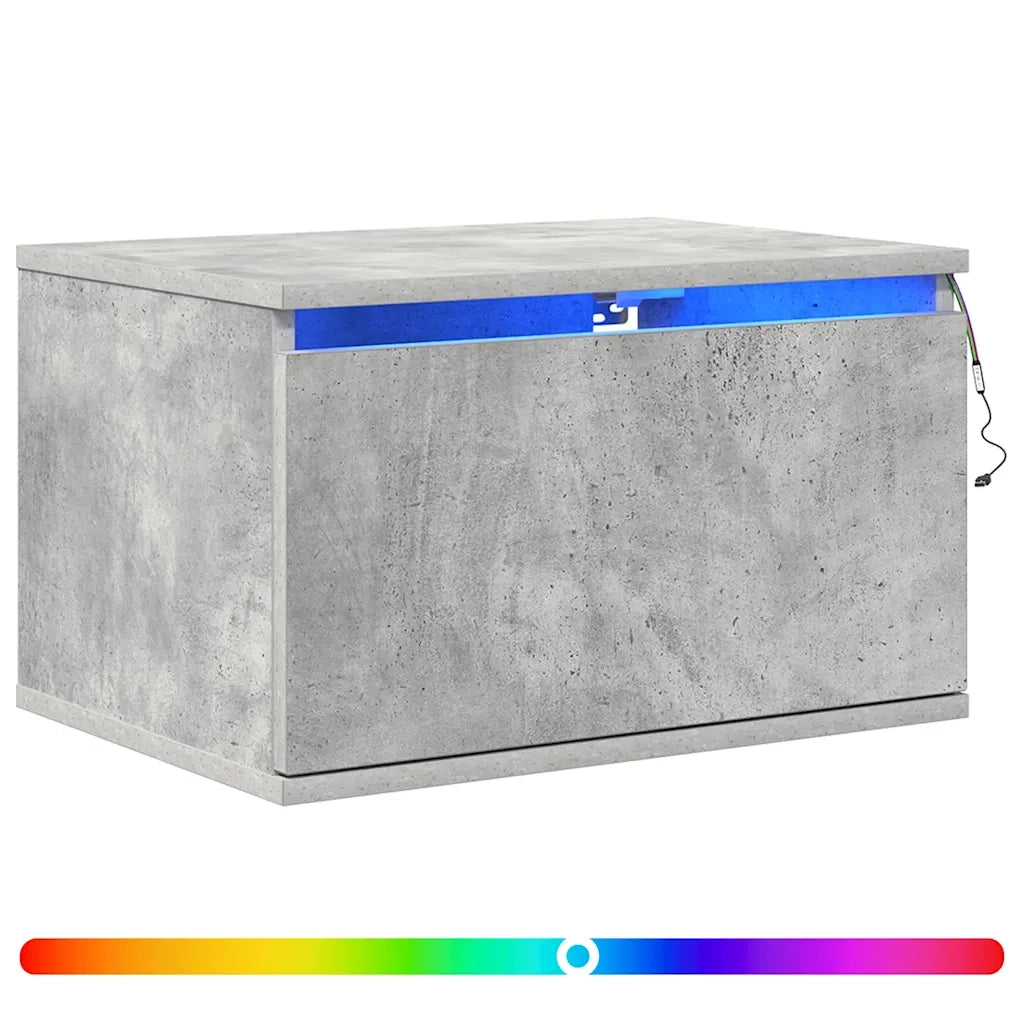 Comodini a Parete con Luci LED 2 pz Grigio Cemento 836833