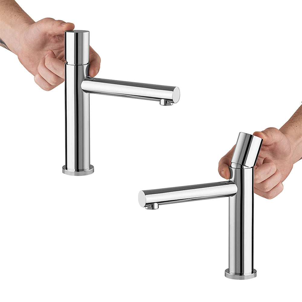 Miscelatore lavabo cromo senza leva in acciaio inox Gemini