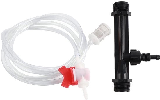 Iniettore di concime G3/4 - Sistema Venturi - Apparecchio di irrigazione - Concime liquido - Giardinaggio - Lunghezza del tubo 2,3 metri - Apparecchio di concimazione
