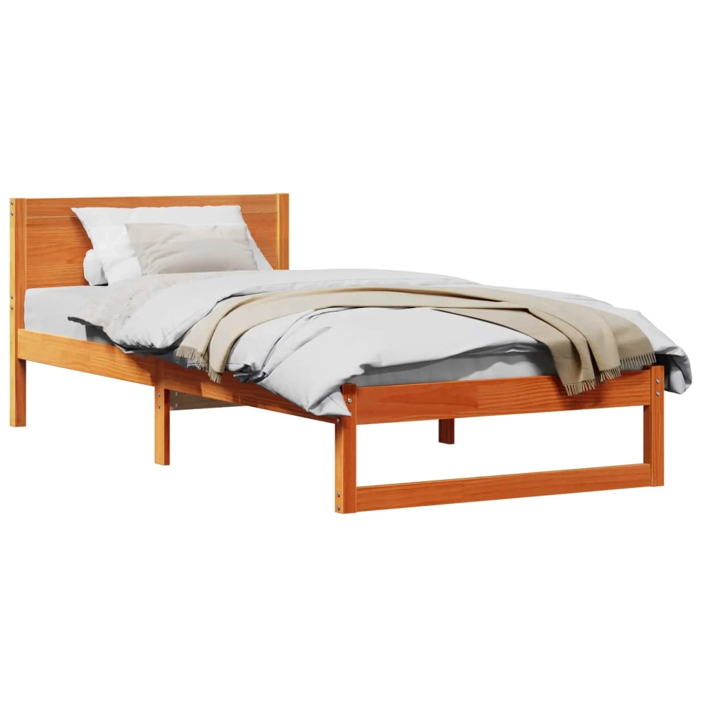 Letto singolo | Letto per adulti | Struttura del letto Marrone cerato 90 x 200 cm Pino massello