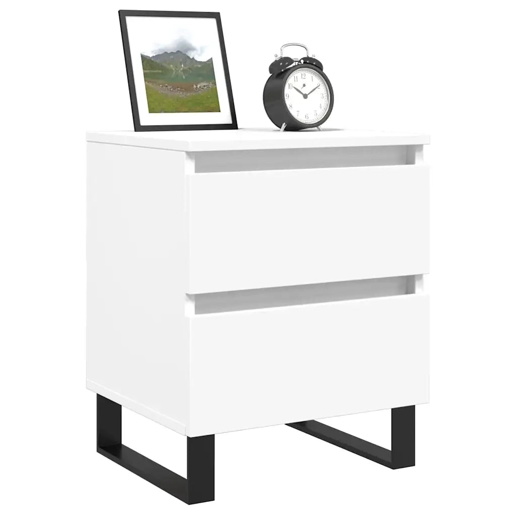 Comodino | Armadio da Notte | Mobiletto da notte Bianco 40x35x50 cm in Legno Multistrato