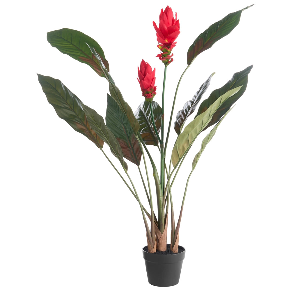 Pianta artificiale in vaso con fiori, decorazione moderna in plastica per interni, ramoscelli regolabili realizzati a mano, 130 cm rosso