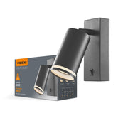 Applique tubolare nera orientabile con interruttore GU10 Videx