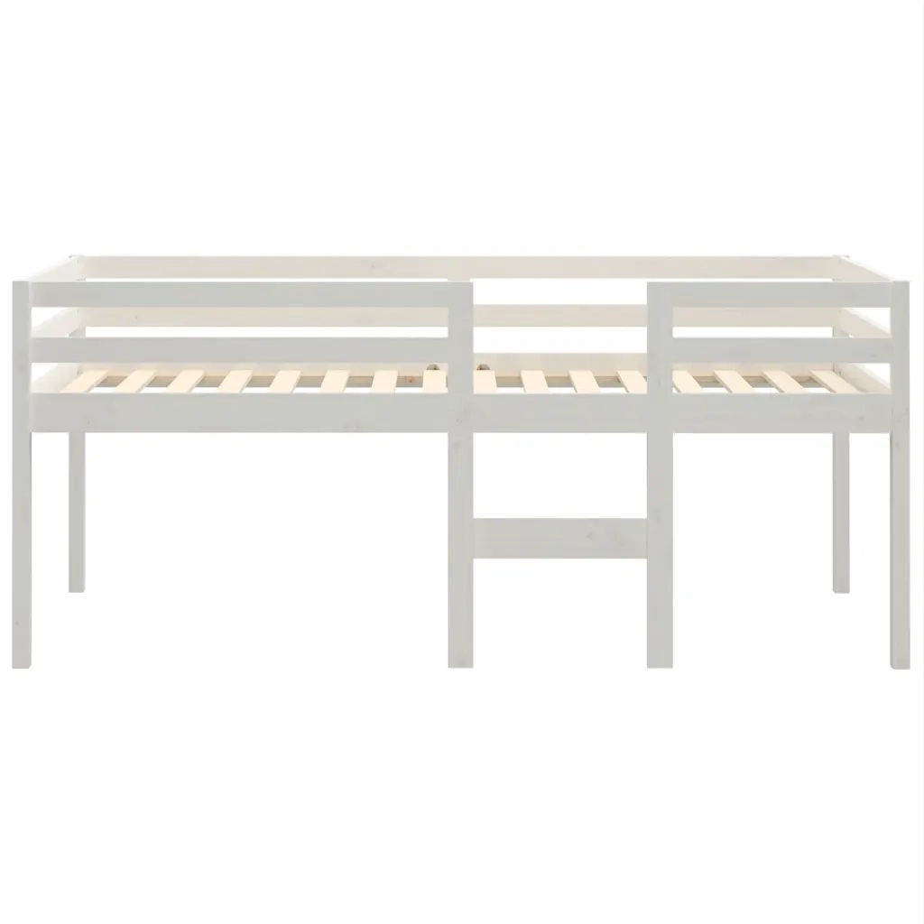 Letto singolo | Letto per adulti | Letto a Soppalco Bianco 90x200 cm in Legno Massello di Pino