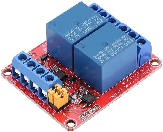 Modulo relais a 2 canali con isolamento ottico e trigger su alto e basso livello (12V)
