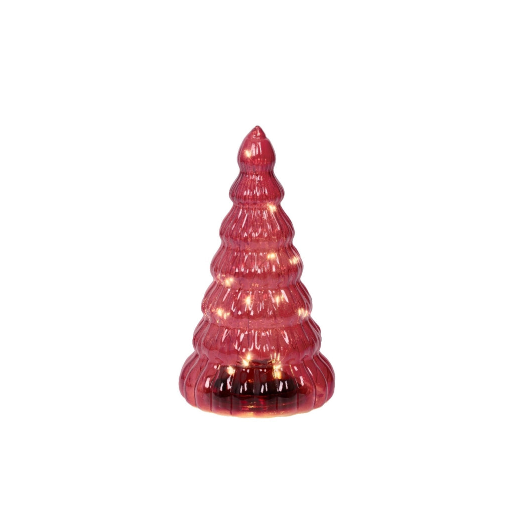 Albero Vt rosso c/LED d13x22cm