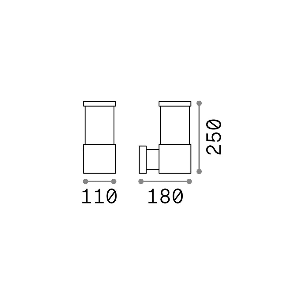 Applique Moderna Tronco Alluminio Grigio 1 Luce E27