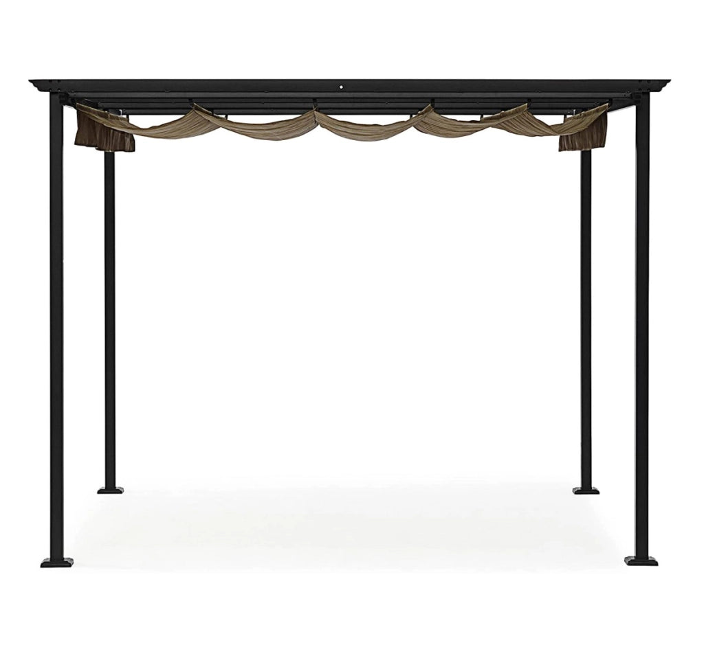 Gazebo da Giardino Pergola con Telo Scorrevole Tortora Esterno Dynamic Bizzotto