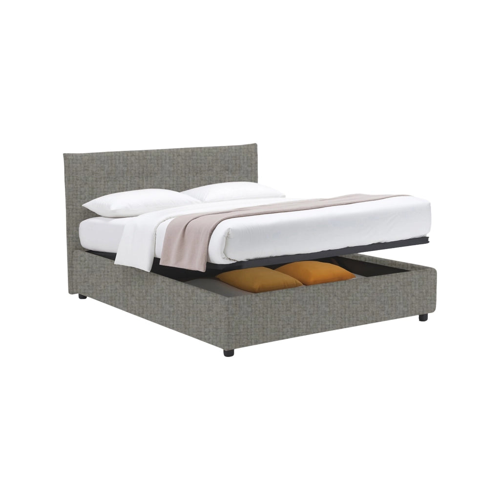 Bolton, Letto Piazza e Mezza Sfoderabile Made in Italy, Grigio Cenere