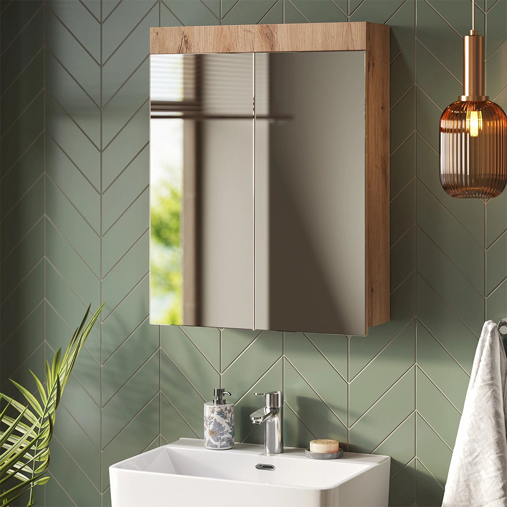 Specchio contenitore bagno Luna Quercia Wotan 60 x 77 cm Vicco