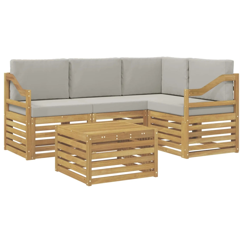 Set di divani da esterno 5 pcs Bianco e Grigio Chiaro 3391811