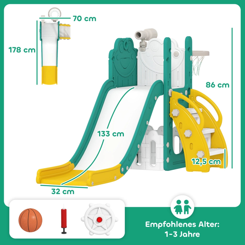 Set Scivolo 5 in 1 con Canestro Basket ¨C Xylo ¨C Giallo e Verde